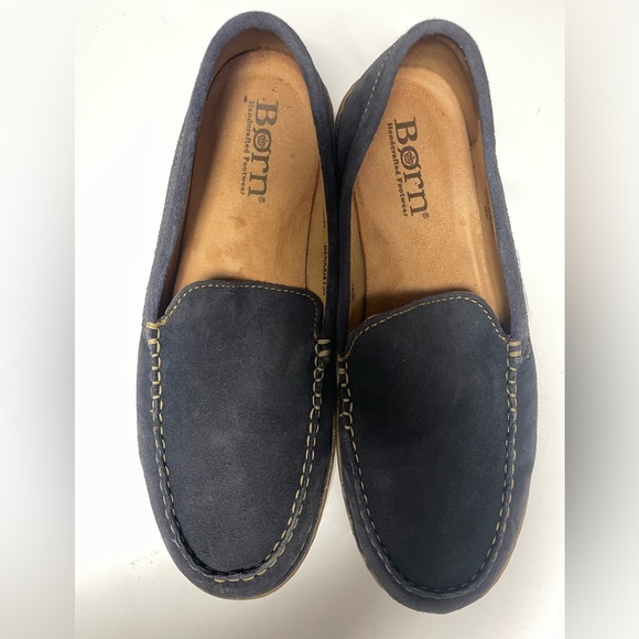 BornDriver Suede Leather Navy Slip On Shoes Mens 9